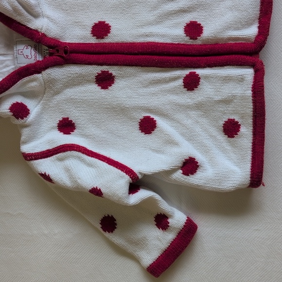 vintage babyGap dotted pixie hoodie zip-up knit cardigan sweater 0-3 months baby - Picture 4 of 12
